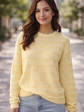 Butter Yellow Knit Crewneck Sweater